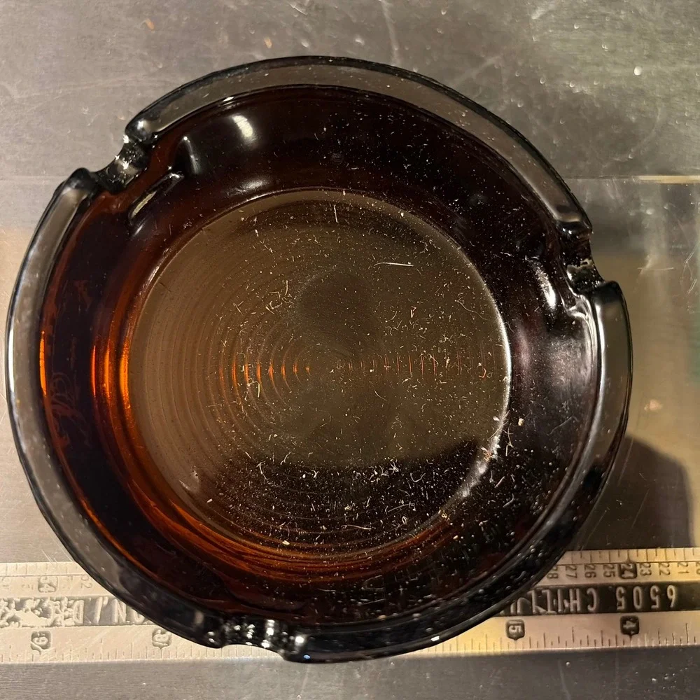 Vintage Maryland The Old Line State Amber Glass Souvenir Ashtray 4.5 Inch